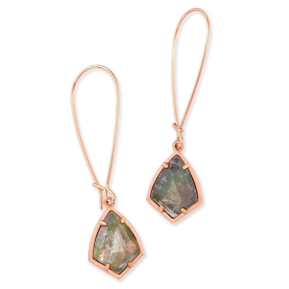 Kendra Scott | Carinne Statement Drop Earrings Crystal Gray Illusion and Gold